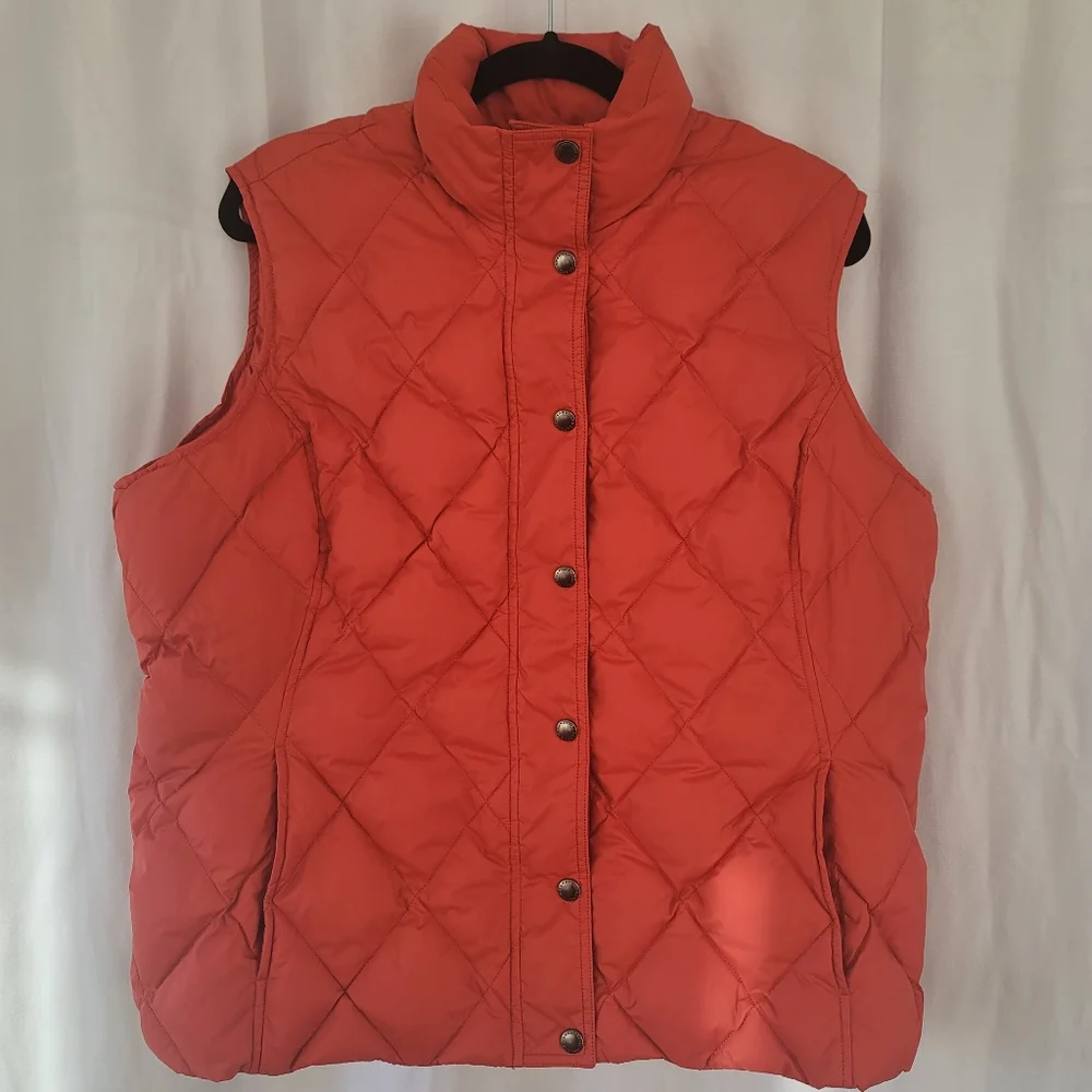 Lands End Orange Down Puffer Vest Jacket XL - Picture 4 of 8